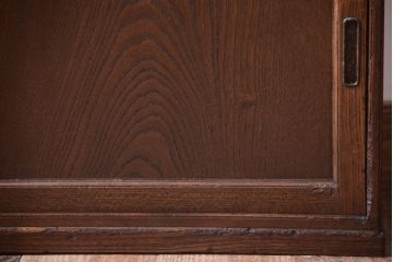 アンティーク家具　欅材　明治大正期の小さな収納棚(ローボード)