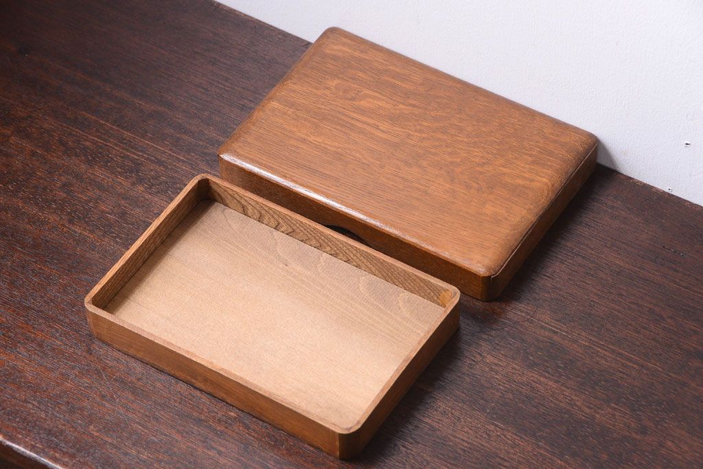 アンティーク雑貨　和製アンティーク　古いナラ材の小物収納文箱(木箱・小箱・収納箱)