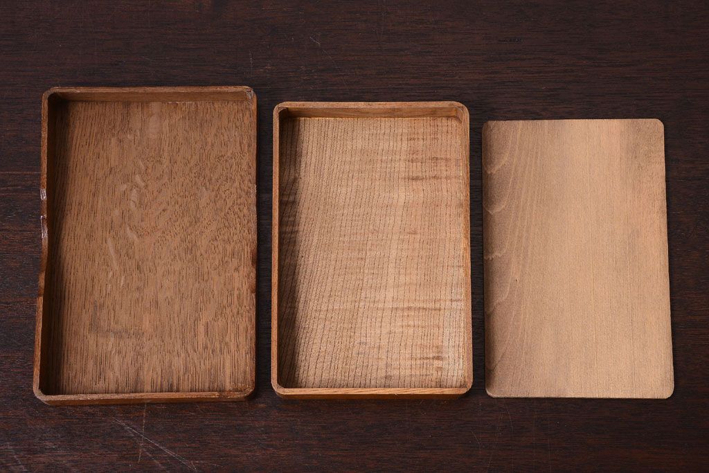 アンティーク雑貨　和製アンティーク　古いナラ材の小物収納文箱(木箱・小箱・収納箱)