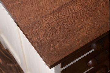 アンティーク家具　アンティークペイント　古い木製のデスクサイドキャビネット(4杯引き出し)