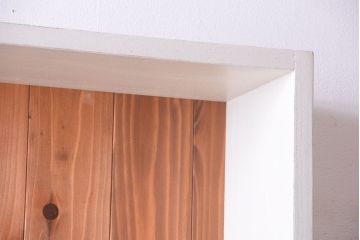 アンティーク家具　パタパタ戸棚付き!大きなペイント本棚(2)