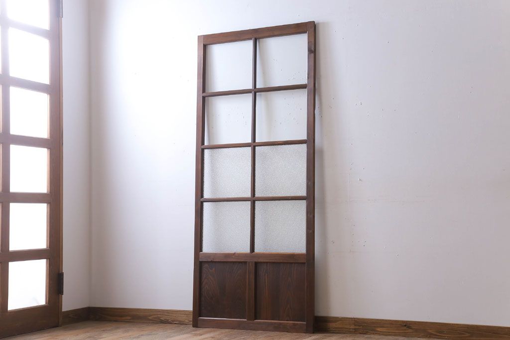 和製アンティーク　ダイヤガラス入り!古い木のガラス戸