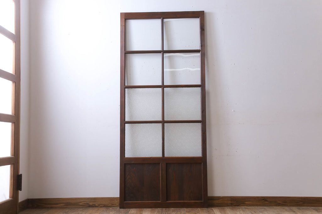 和製アンティーク　ダイヤガラス入り!古い木のガラス戸