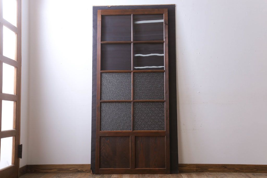 和製アンティーク　ダイヤガラス入り!古い木のガラス戸