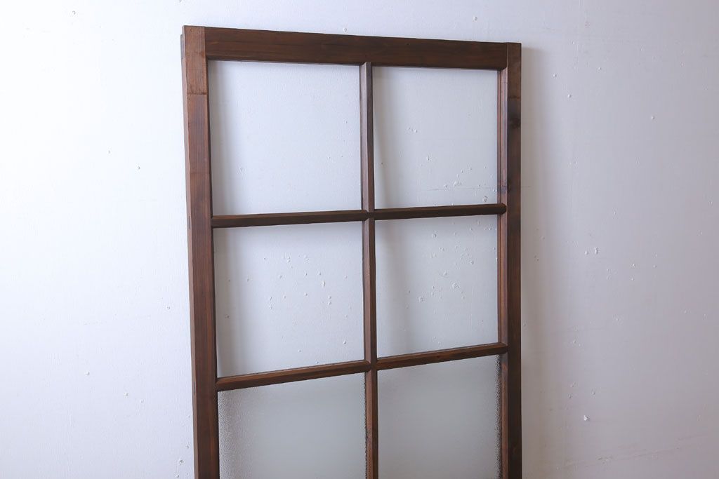 和製アンティーク　ダイヤガラス入り!古い木のガラス戸