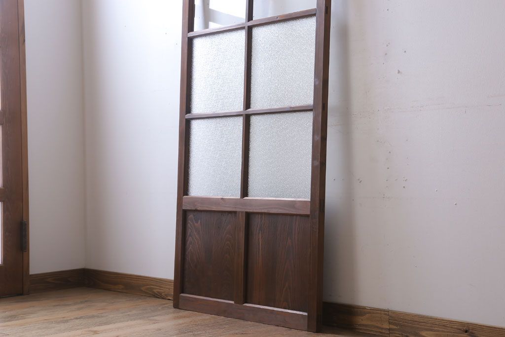 和製アンティーク　ダイヤガラス入り!古い木のガラス戸