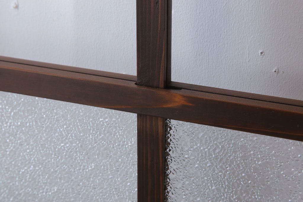 和製アンティーク　ダイヤガラス入り!古い木のガラス戸