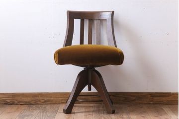 レトロ家具　和製アンティーク　古い木のレトロな回転椅子(ドクターチェア)(3)