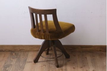 レトロ家具　和製アンティーク　古い木のレトロな回転椅子(ドクターチェア)(3)