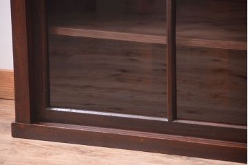 アンティーク家具　古い木のアンティークサイドボード(横型収納棚)(1)