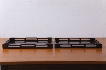 アンティーク雑貨　古民具・骨董　明治〜大正期　唐木材!紫檀材のアンティークトレー2枚セット(お盆)