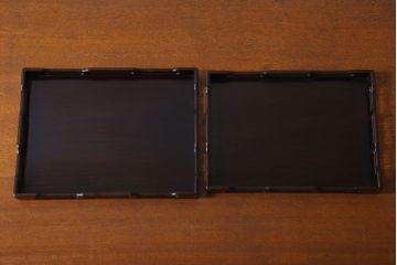 アンティーク雑貨　古民具・骨董　明治〜大正期　唐木材!紫檀材のアンティークトレー2枚セット(お盆)