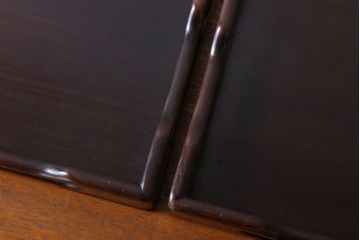 アンティーク雑貨　古民具・骨董　明治〜大正期　唐木材!紫檀材のアンティークトレー2枚セット(お盆)