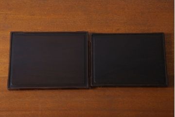 アンティーク雑貨　古民具・骨董　明治〜大正期　唐木材!紫檀材のアンティークトレー2枚セット(お盆)