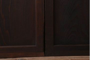 古民具・骨董　裏ガラス入り!ガラス帯のアンティーク格子戸2枚セット