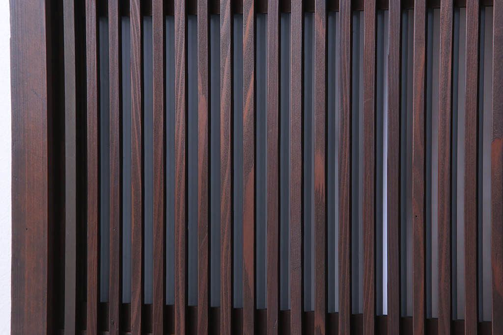 古民具・骨董　裏ガラス入り!ガラス帯のアンティーク格子戸2枚セット