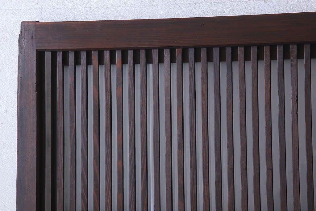 古民具・骨董　裏ガラス入り!ガラス帯のアンティーク格子戸2枚セット