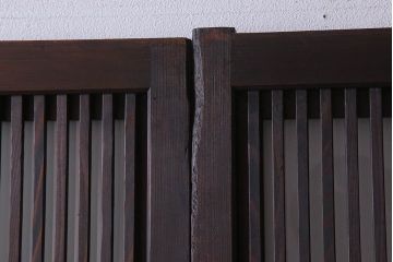 古民具・骨董　裏ガラス入り!ガラス帯のアンティーク格子戸2枚セット