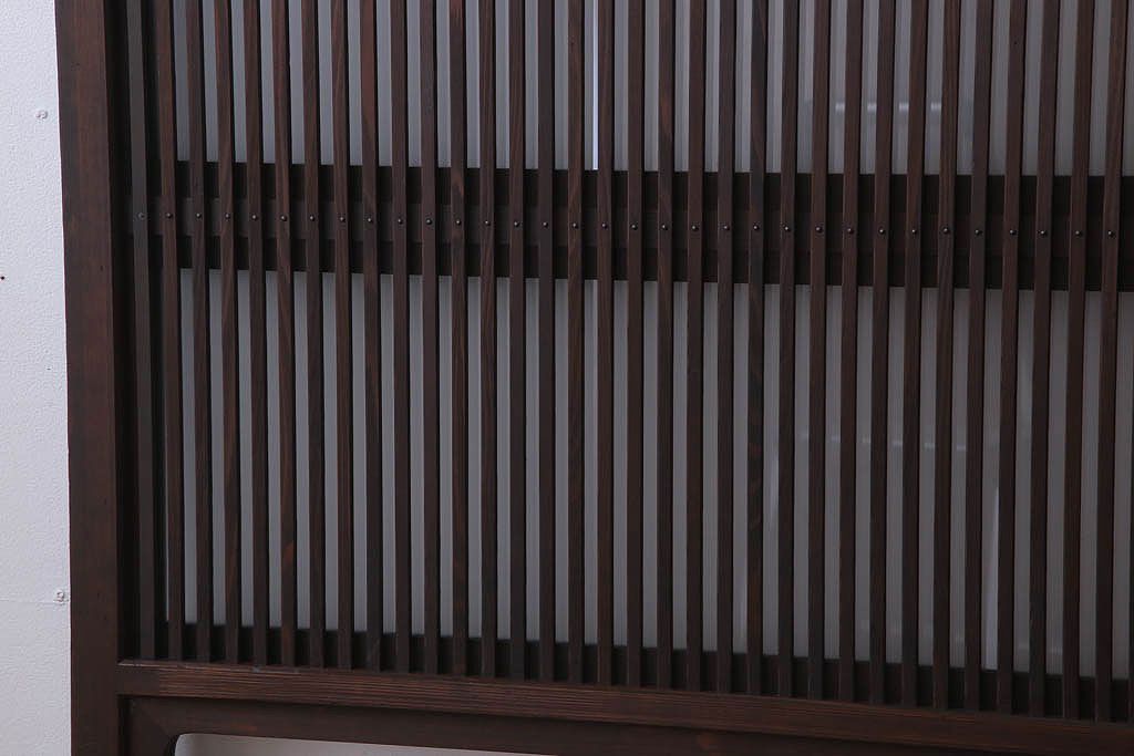 古民具・骨董　裏ガラス入り!ガラス帯のアンティーク格子戸2枚セット