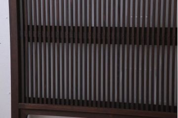 古民具・骨董　裏ガラス入り!ガラス帯のアンティーク格子戸2枚セット