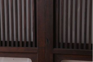 古民具・骨董　裏ガラス入り!ガラス帯のアンティーク格子戸2枚セット