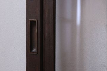 古民具・骨董　裏ガラス入り!ガラス帯のアンティーク格子戸2枚セット