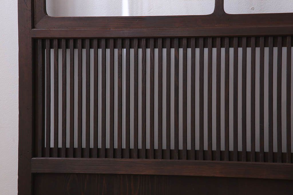 古民具・骨董　裏ガラス入り!ガラス帯のアンティーク格子戸2枚セット