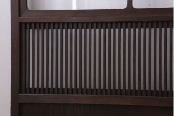 古民具・骨董　裏ガラス入り!ガラス帯のアンティーク格子戸2枚セット