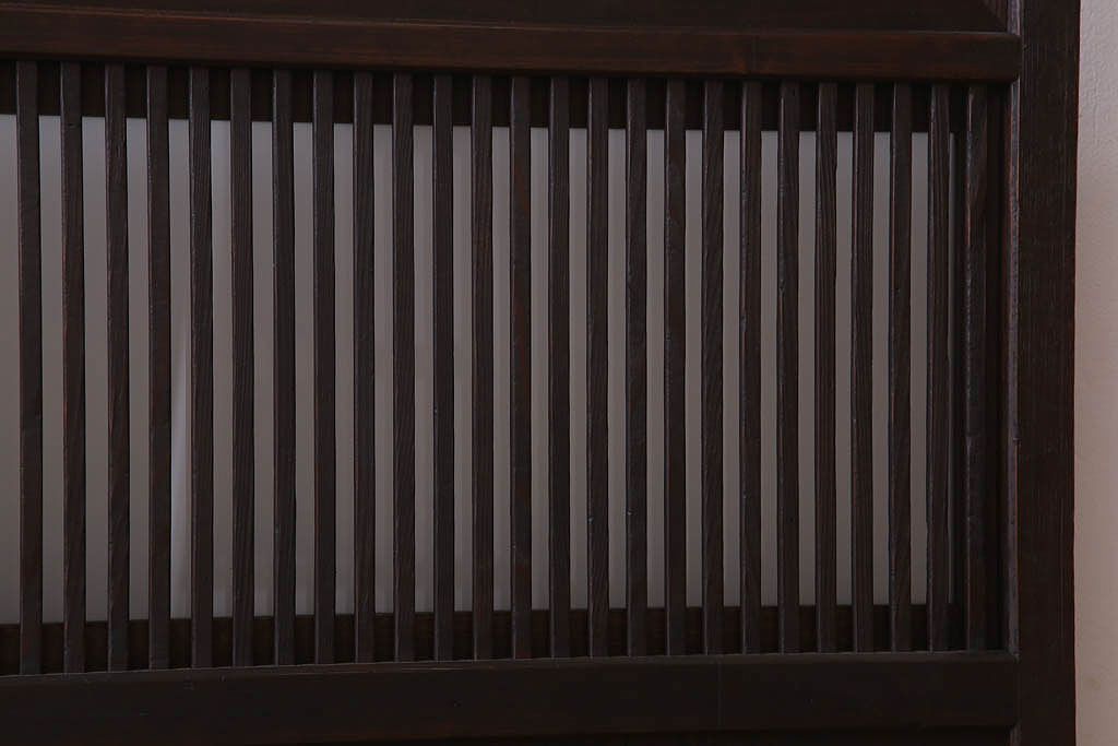 古民具・骨董　裏ガラス入り!ガラス帯のアンティーク格子戸2枚セット