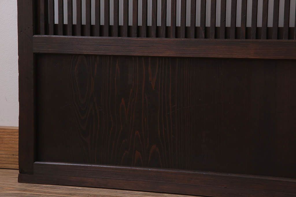 古民具・骨董　裏ガラス入り!ガラス帯のアンティーク格子戸2枚セット