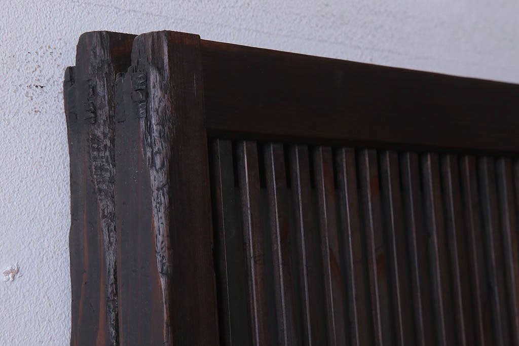 古民具・骨董　裏ガラス入り!ガラス帯のアンティーク格子戸2枚セット