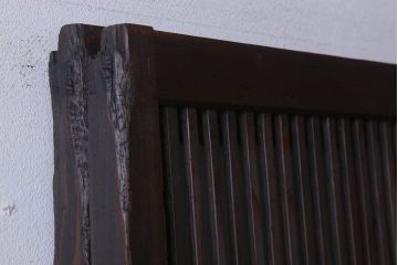 古民具・骨董　裏ガラス入り!ガラス帯のアンティーク格子戸2枚セット