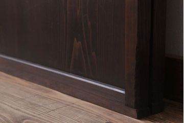 古民具・骨董　裏ガラス入り!ガラス帯のアンティーク格子戸2枚セット