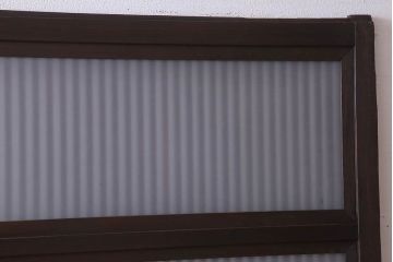 古民具・骨董　裏ガラス入り!ガラス帯のアンティーク格子戸2枚セット