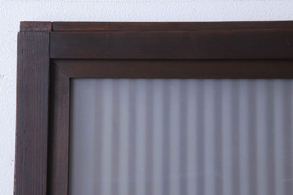 古民具・骨董　裏ガラス入り!ガラス帯のアンティーク格子戸2枚セット