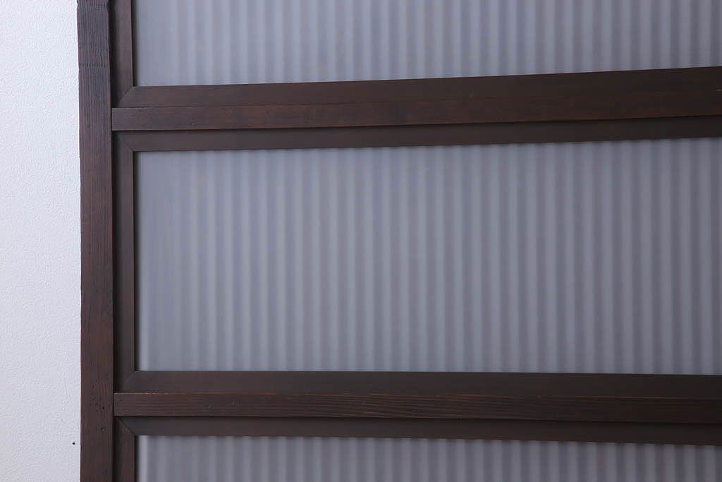 古民具・骨董　裏ガラス入り!ガラス帯のアンティーク格子戸2枚セット