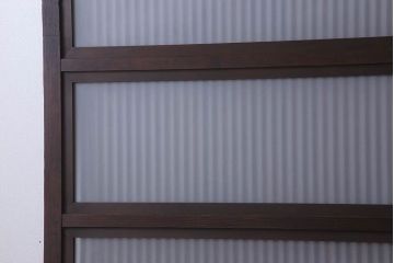 古民具・骨董　裏ガラス入り!ガラス帯のアンティーク格子戸2枚セット