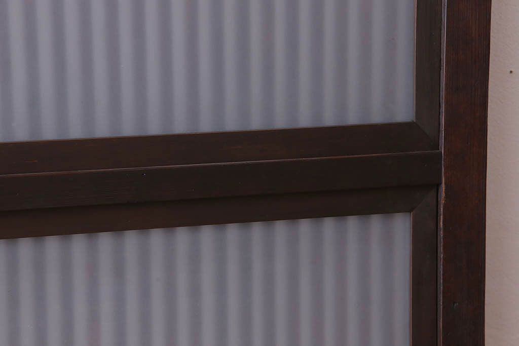 古民具・骨董　裏ガラス入り!ガラス帯のアンティーク格子戸2枚セット