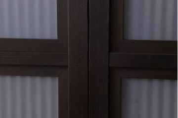 古民具・骨董　裏ガラス入り!ガラス帯のアンティーク格子戸2枚セット