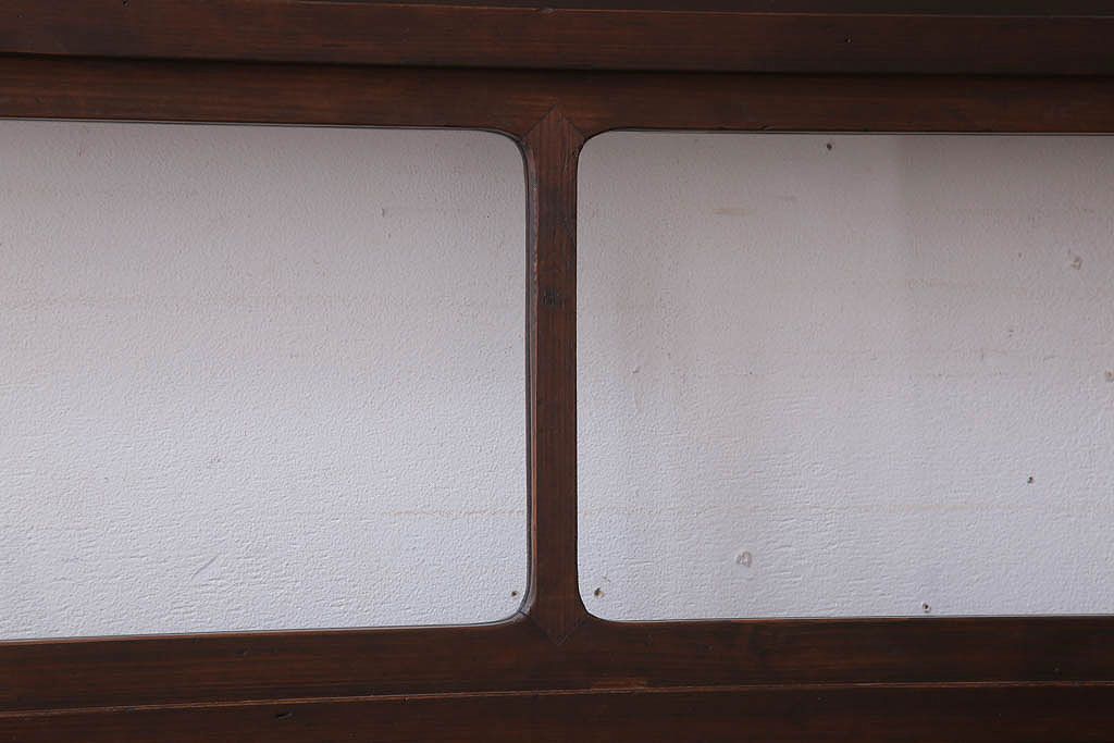 古民具・骨董　裏ガラス入り!ガラス帯のアンティーク格子戸2枚セット