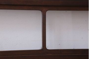 古民具・骨董　裏ガラス入り!ガラス帯のアンティーク格子戸2枚セット