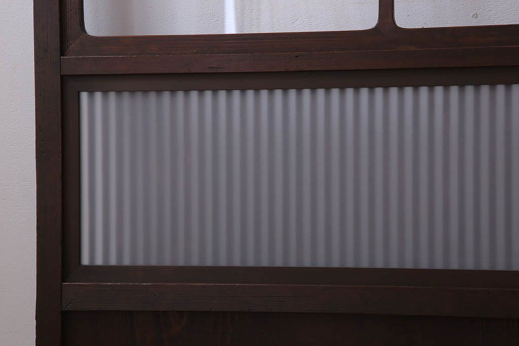 古民具・骨董　裏ガラス入り!ガラス帯のアンティーク格子戸2枚セット