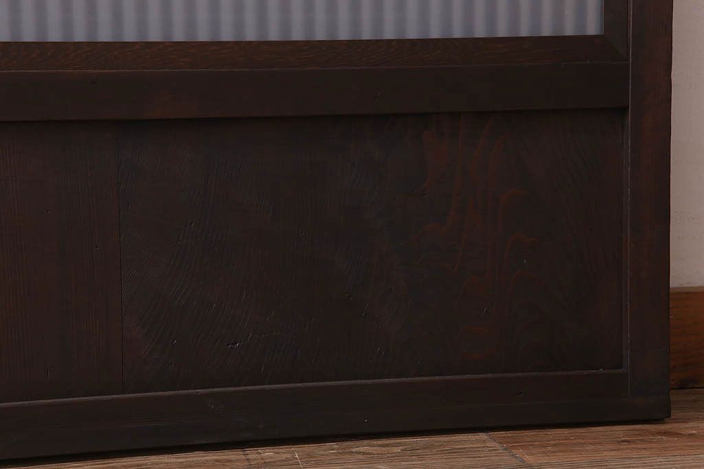 古民具・骨董　裏ガラス入り!ガラス帯のアンティーク格子戸2枚セット