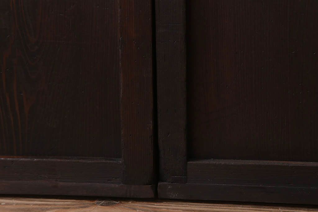 古民具・骨董　裏ガラス入り!ガラス帯のアンティーク格子戸2枚セット