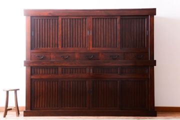 中古　民芸家具　高級品　特大!七尺　重ね水屋箪笥(定価約220万円)