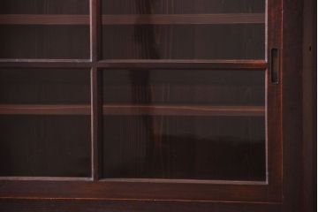 アンティーク家具　古い木のアンティークサイドボード(横型収納棚)(2)