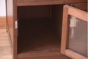アンティーク家具　ネームプレート付き!モールガラス扉の鍵付きロッカー(マス目棚)