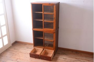 アンティーク家具　古民具・骨董　幅狭!アンティーク重ね収納棚(食器棚)