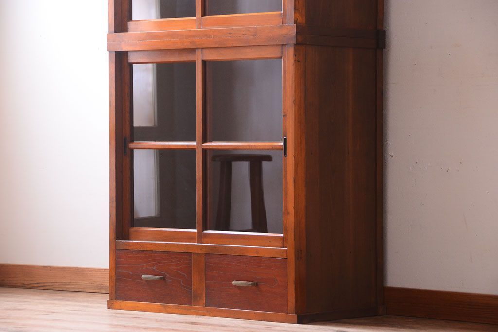 アンティーク家具　古民具・骨董　幅狭!アンティーク重ね収納棚(食器棚)