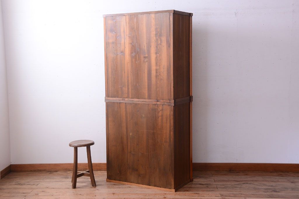 アンティーク家具　古民具・骨董　幅狭!アンティーク重ね収納棚(食器棚)